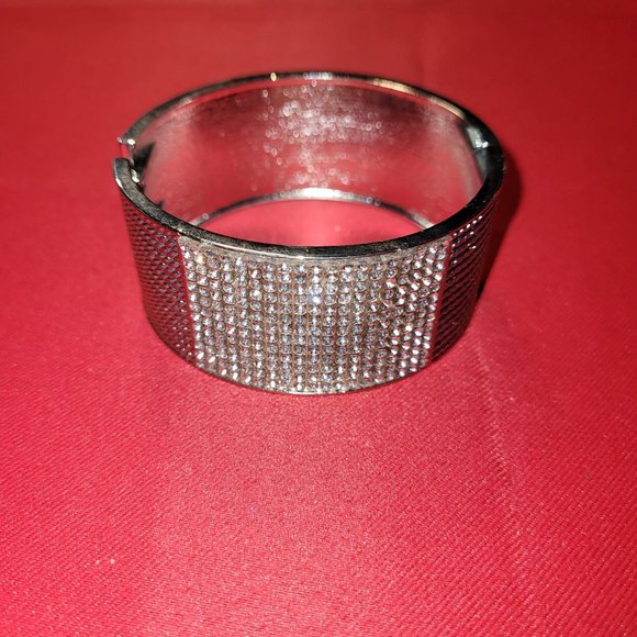 New York & Company Jewelry - NY&Co. Silver and Diamond Textured Cuff Bracelet